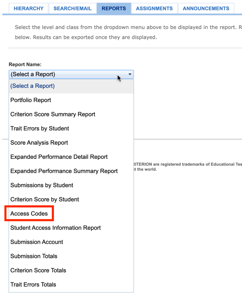 ClassのAccess Codeを一括取得(エクスポート)する – Criterion Support